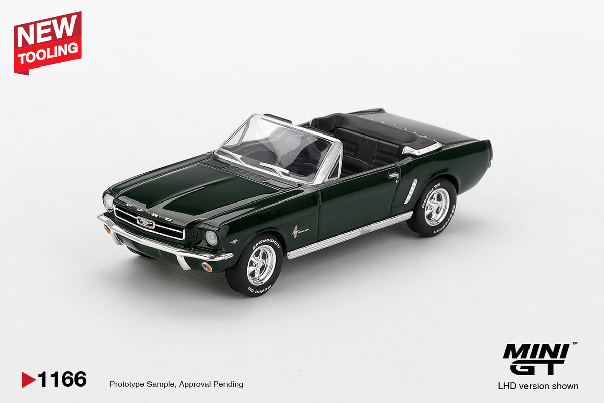 Mini GT 1/64 Ford Mustang Convertible 1964 Highland Green MGT01166 - Thumbnail