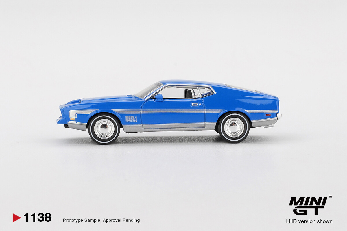 Mini GT 1/64 Ford Mustang Mach 1 Grabber Blue MGT01138 - Thumbnail