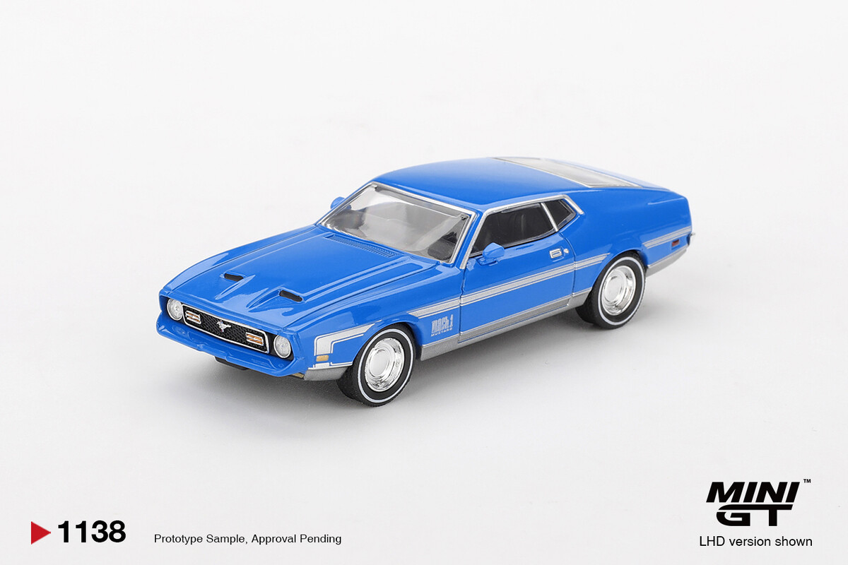 Mini GT 1/64 Ford Mustang Mach 1 Grabber Blue MGT01138 - Thumbnail