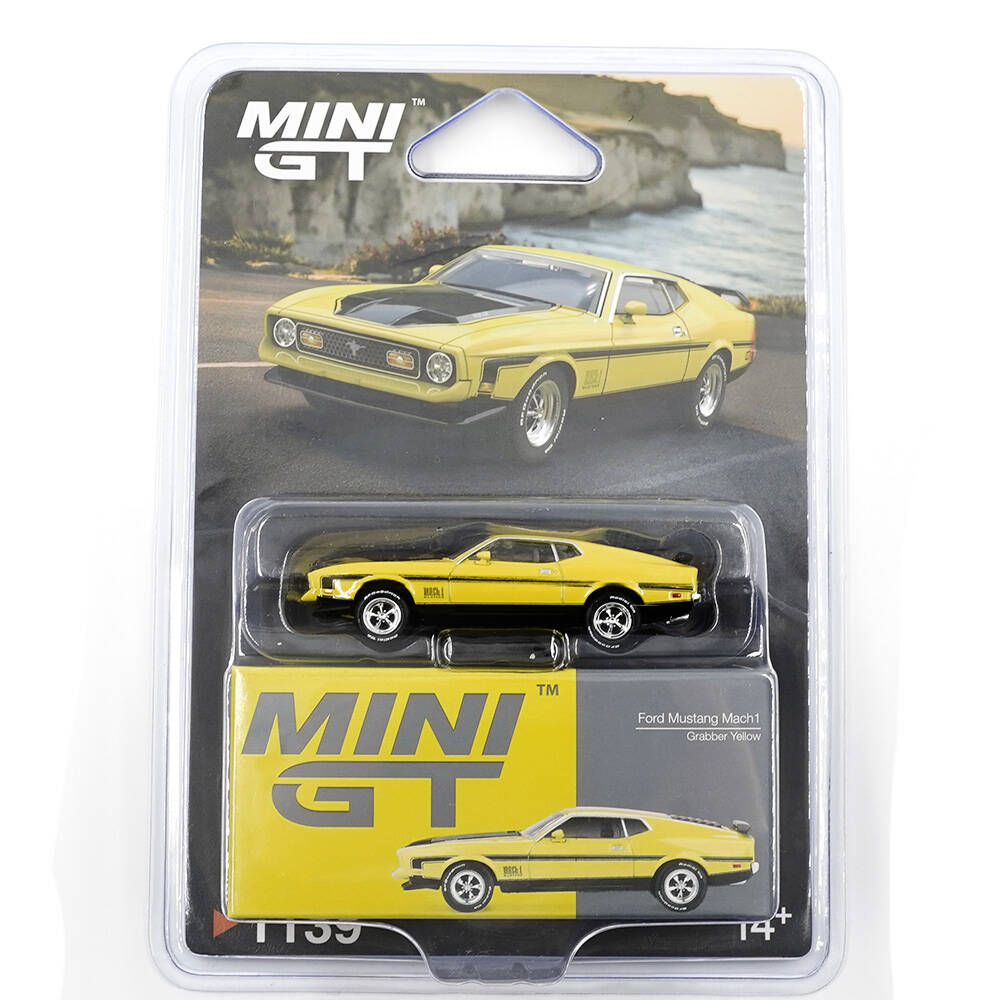 Mini GT 1/64 Ford Mustang Mach1 Grabber Yellow - Blister Paket MGT01139-BL