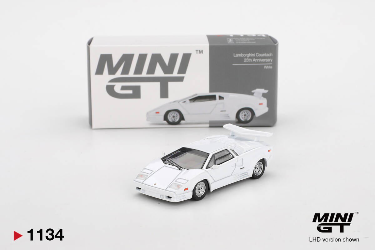 Mini GT 1/64 Lamborghini Countach 25th Anniversary White MGT01134