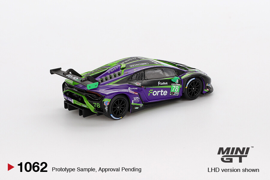 Mini GT 1/64 Lamborghini Huracán GT3 EVO2 #78 Forte Racing 2024 IMSA Daytona 24 Hrs MGT01062 - Thumbnail