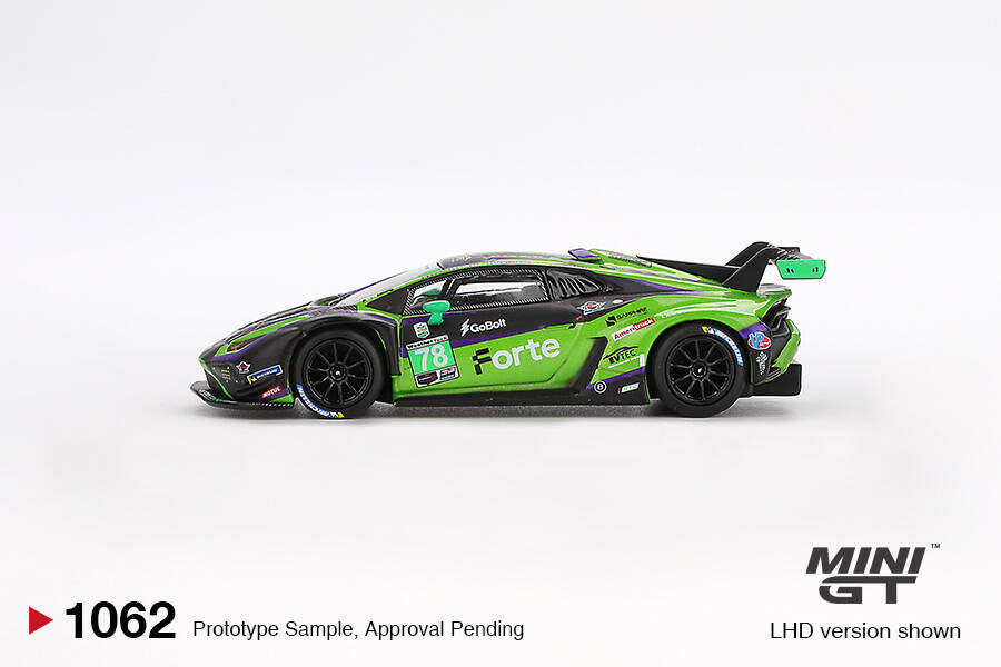 Mini GT 1/64 Lamborghini Huracán GT3 EVO2 #78 Forte Racing 2024 IMSA Daytona 24 Hrs MGT01062