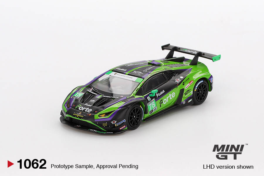 Mini GT 1/64 Lamborghini Huracán GT3 EVO2 #78 Forte Racing 2024 IMSA Daytona 24 Hrs MGT01062