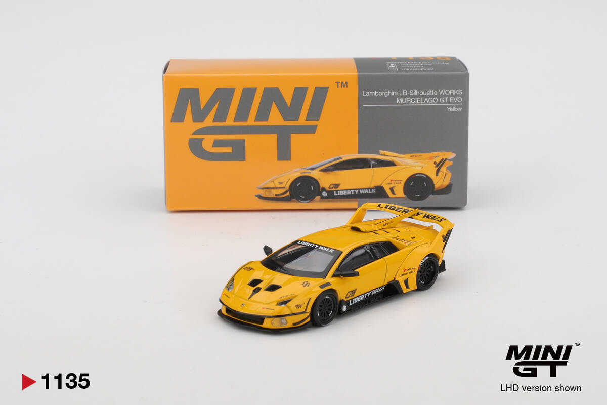 Mini GT 1/64 LB-Silhouette WORKS MURCIELAGO GT Evo Yellow MGT01135