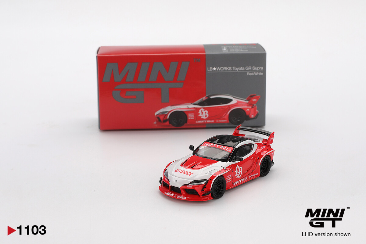 Mini GT 1/64 LB-WORKS Toyota GR Supra Red/White MGT01103 - Thumbnail