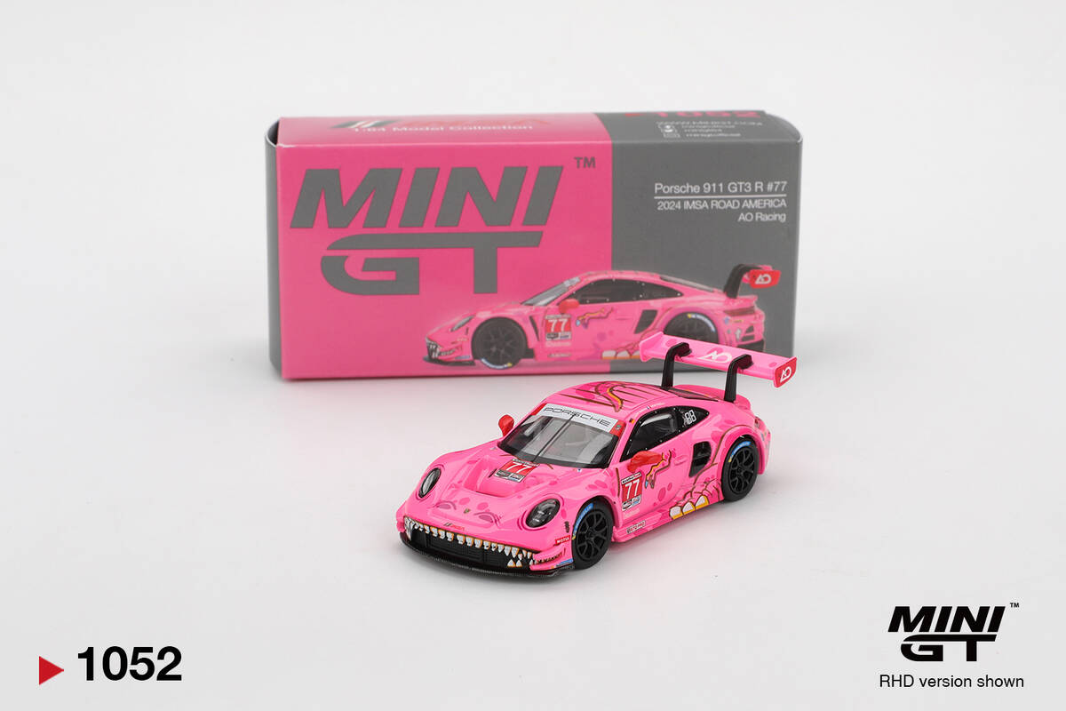 Mini GT 1/64 Porsche 911 GT3 R AO Racing 2024 IMSA ROAD AMERICA MGT01052