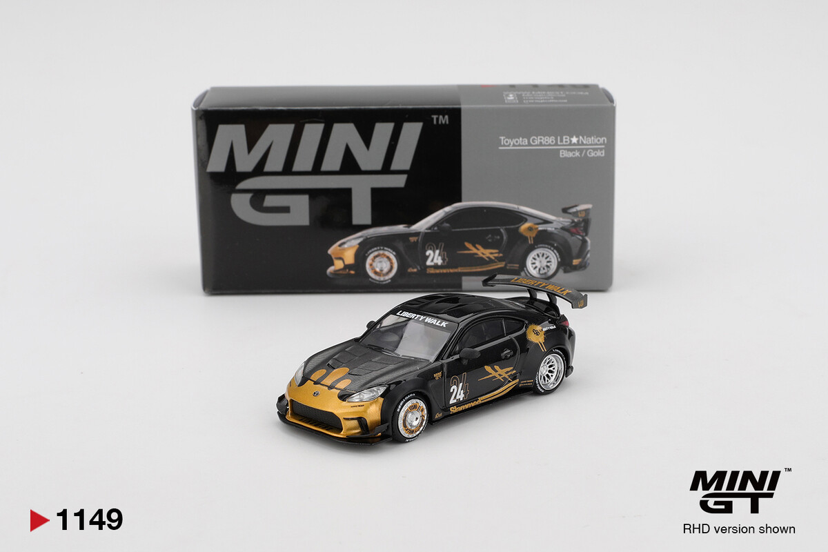 Mini GT 1/64 Toyota GR86 LB-Nation Black/Gold MGT01149 - Thumbnail