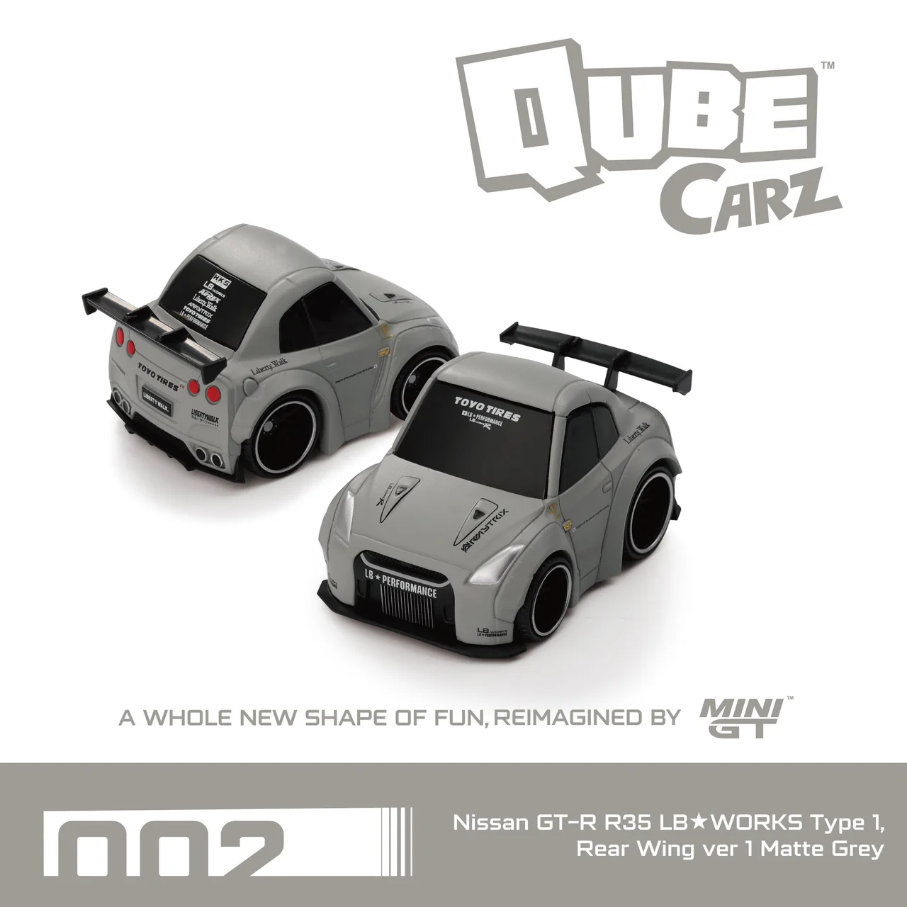 Mini GT Nissan GT-R (R35) LB WORKS Type 1, Rear Wing ver 1 Matte Grey QZ00201-BL - Thumbnail
