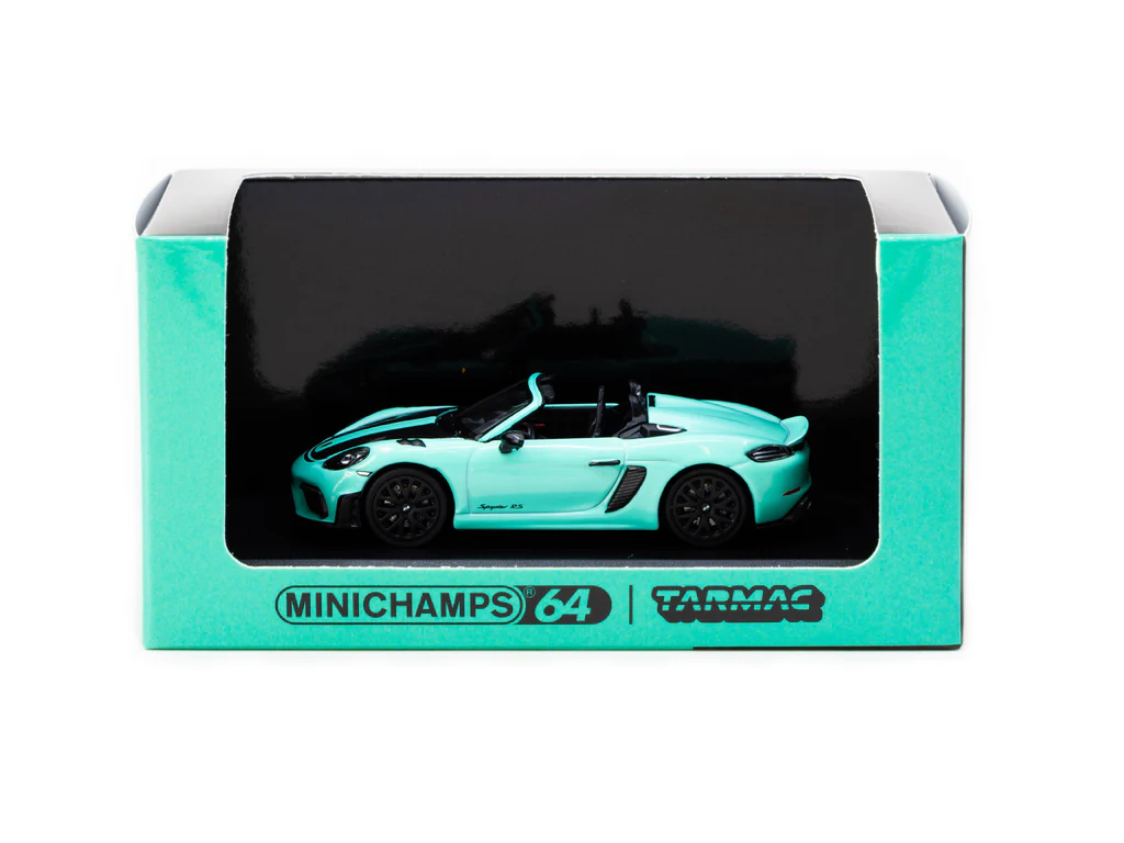Minichamps X Tarmac Works 1/64 Porsche 718 Spyder RS Mint Green - COLLAB64 T64MC-008-MG - Thumbnail
