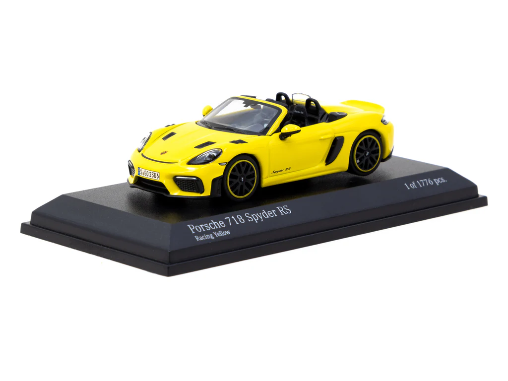 Minichamps X Tarmac Works 1/64 Porsche 718 Spyder RS Racing Yellow - COLLAB64 T64MC-008-RY