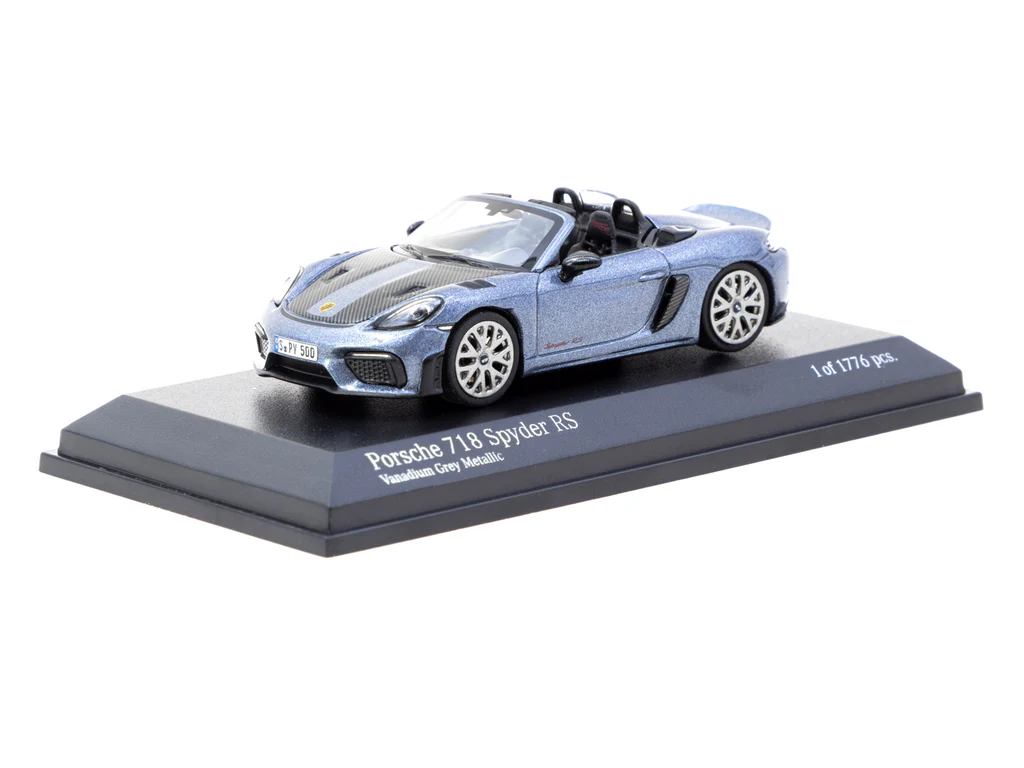 Minichamps X Tarmac Works 1/64 Porsche 718 Spyder RS Vanadium Grey Metallic - COLLAB64 T64MC-008-VG