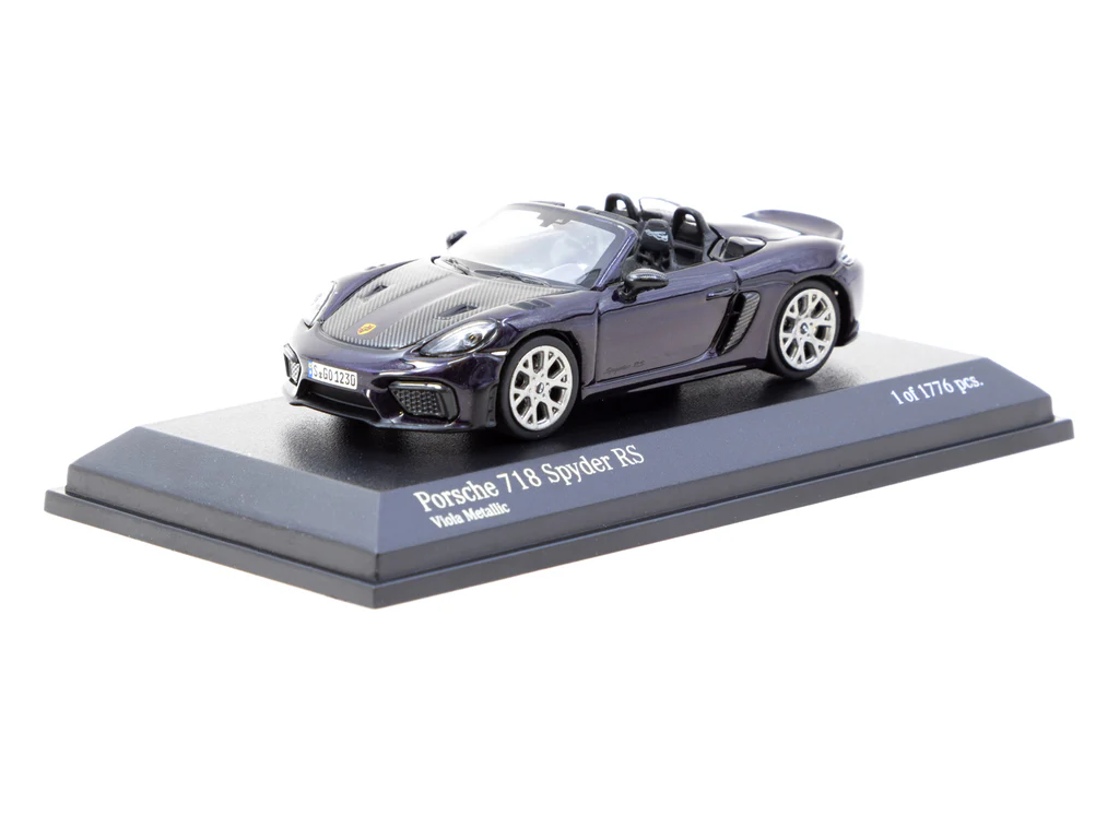 Minichamps X Tarmac Works 1/64 Porsche 718 Spyder RS Viola Metallic - COLLAB64 T64MC-008-VM - Thumbnail