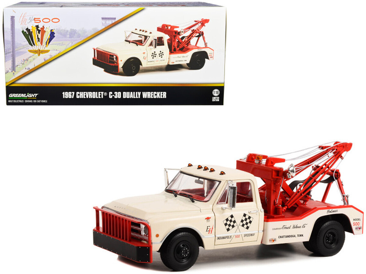 Greenlight 1/18 1967 Chevrolet C-30 Dually Wrecker - 51st Annual Indianapolis 500 Mile Race Official Truck Courtesy of Ernest Holmes Co. Chattanooga, Tennessee 13651 - Thumbnail