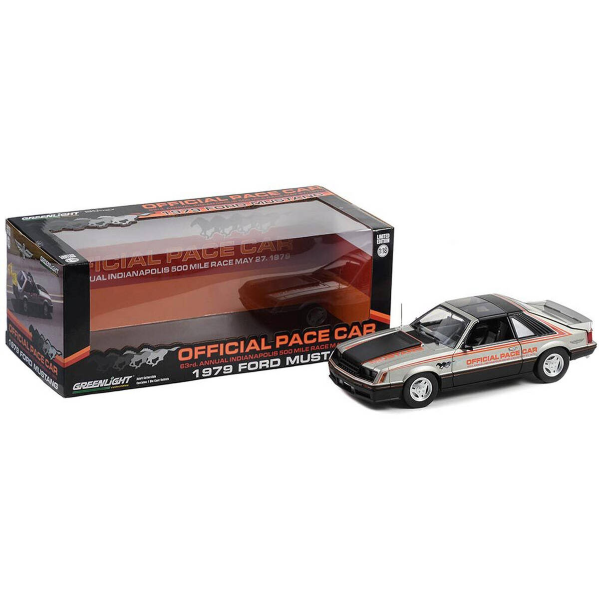 Greenlight 1/18 1979 Ford Mustang - 63rd Annual Indianapolis 500 Mile Race Official Pace Car 13599