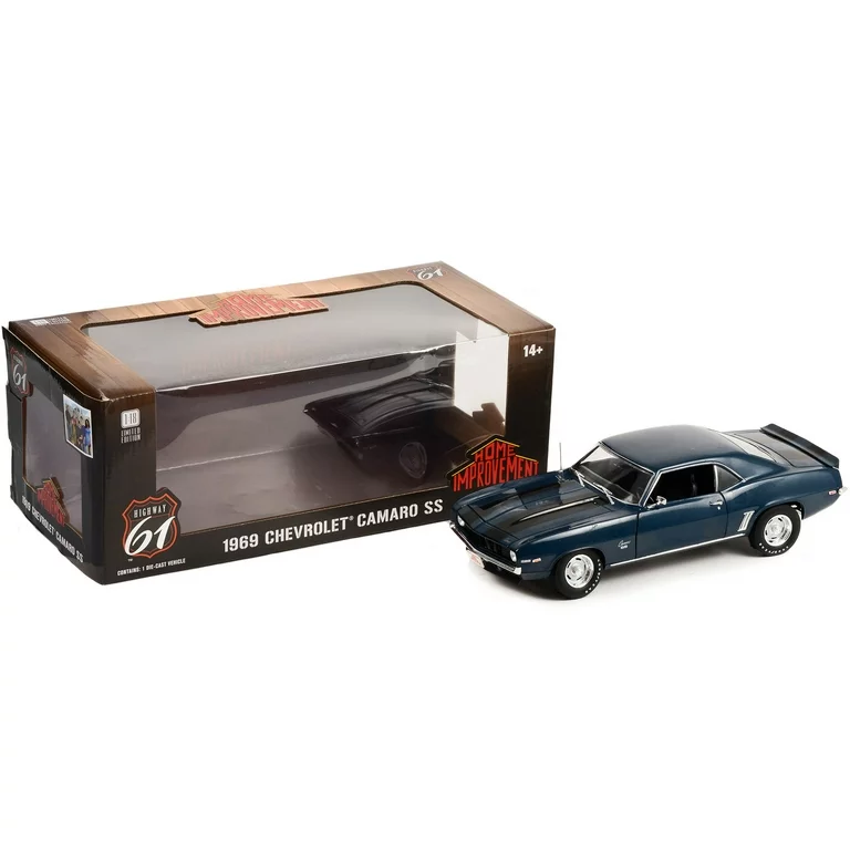 Greenlight 1/18 Highway 61 - 1:18 Home Improvement (1991-99 TV Series) - 1969 Chevrolet Camaro SS - Blue with Black Stripes HWY-18039 - Thumbnail