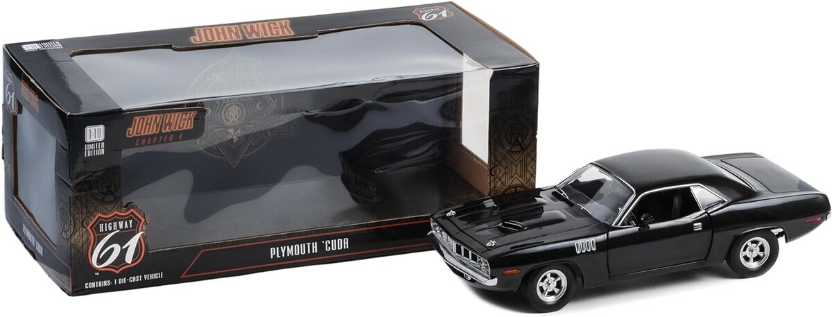 Greenlight 1:18 Highway 61 - 1:18 John Wick: Chapter 4 (2023) - Plymouth 'Cuda HWY-18045 - Thumbnail