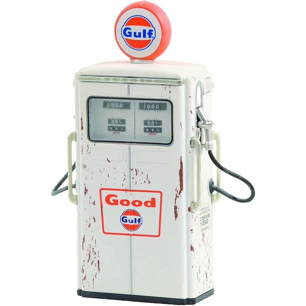 Greenlight 1:18 Vintage Gas Pumps Series 13 - 1954 Tokheim 350 Twin Gas Pump Good Gulf - Gulf Oil (Weathered) Solid Pack 14130-C - Thumbnail