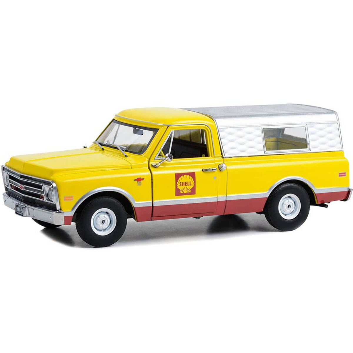 Greenlight 1/24 Running on Empty Series 6- 1968 Chevrolet C-10 with Camper Shell - Shell Oil 85070-B