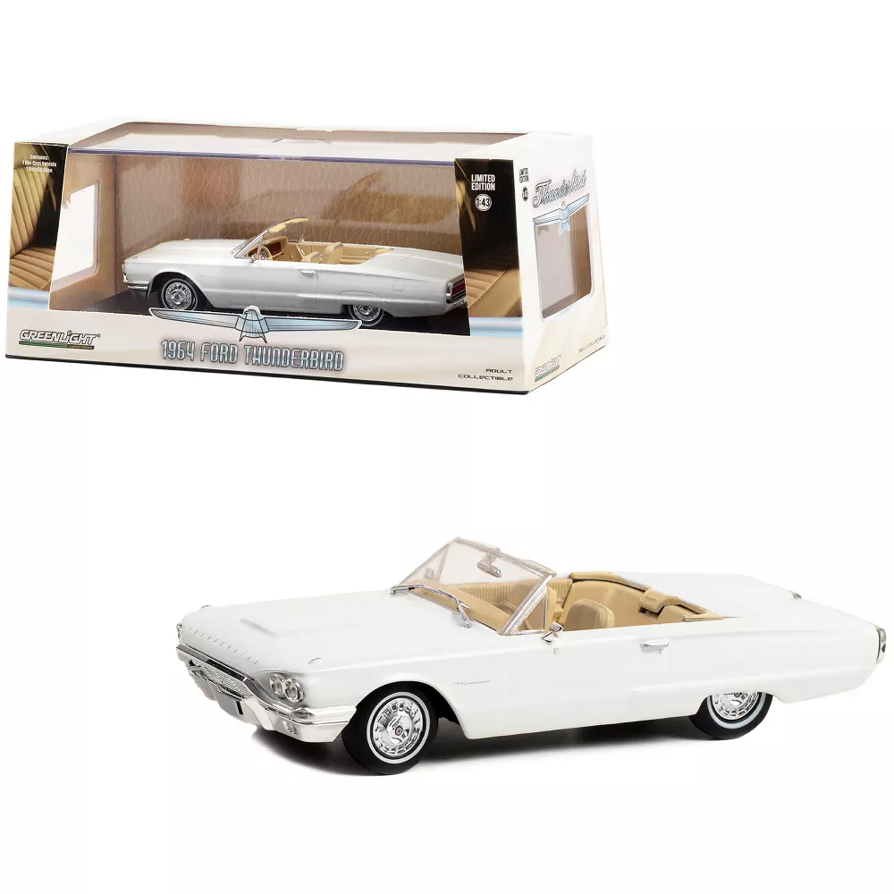 Greenlight 1:43 1964 Ford Thunderbird Convertible - Wimbledon White 86625 - Thumbnail