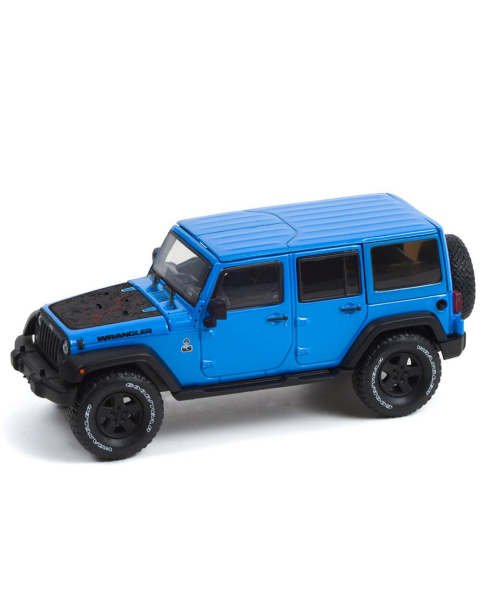 Greenlight 1:43 2016 Jeep Wrangler Unlimited Black Bear Edition - Jeep Official Badge of Honor - Black Bear Pass, Telluride, Colorado - Hydro Blue Pearl 86198 - Thumbnail