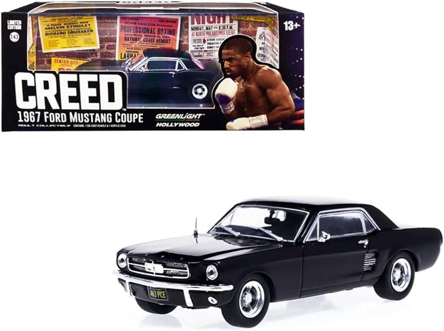 Greenlight 1:43 Creed (2015) - Adonis Creed's 1967 Ford Mustang Coupe - Matte Black 86615