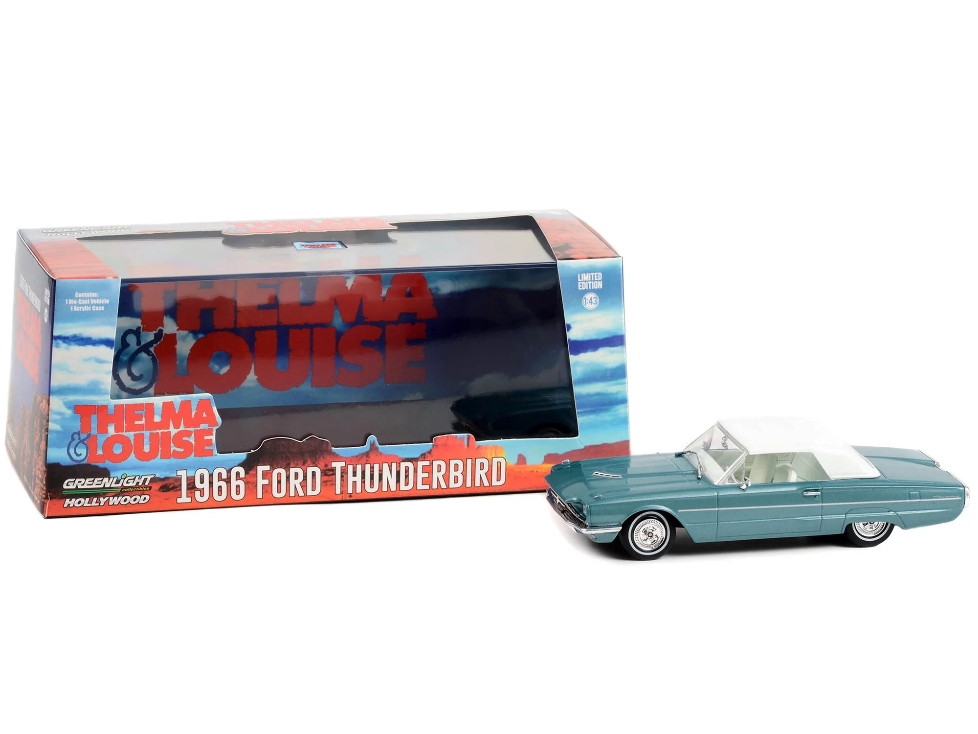 Greenlight 1:43 Thelma & Louise (1991) - 1966 Ford Thunderbird Convertible (Top-Up) 86619