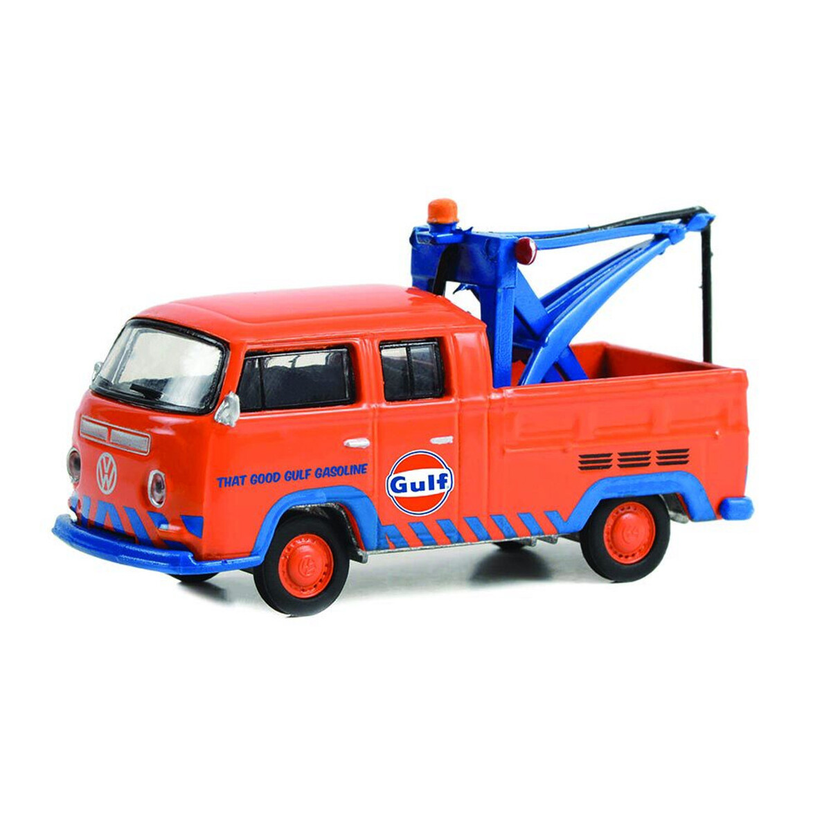 Greenlight 1/64 1970 Volkswagen Double Cab Pickup With Drop in Tow Hook - Gulf Oil 'That Good Gulf Gasoline' 30412 - Thumbnail