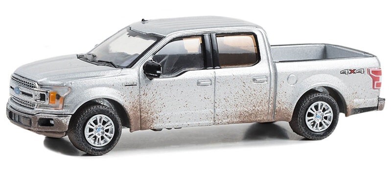 Greenlight 1/64 All-Terrain Series 15- 2020 Ford F-150 SuperCrew - Iconic Silver with Mud Spray 35270-F - Thumbnail