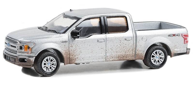Greenlight 1/64 All-Terrain Series 15- 2020 Ford F-150 SuperCrew - Iconic Silver with Mud Spray 35270-F
