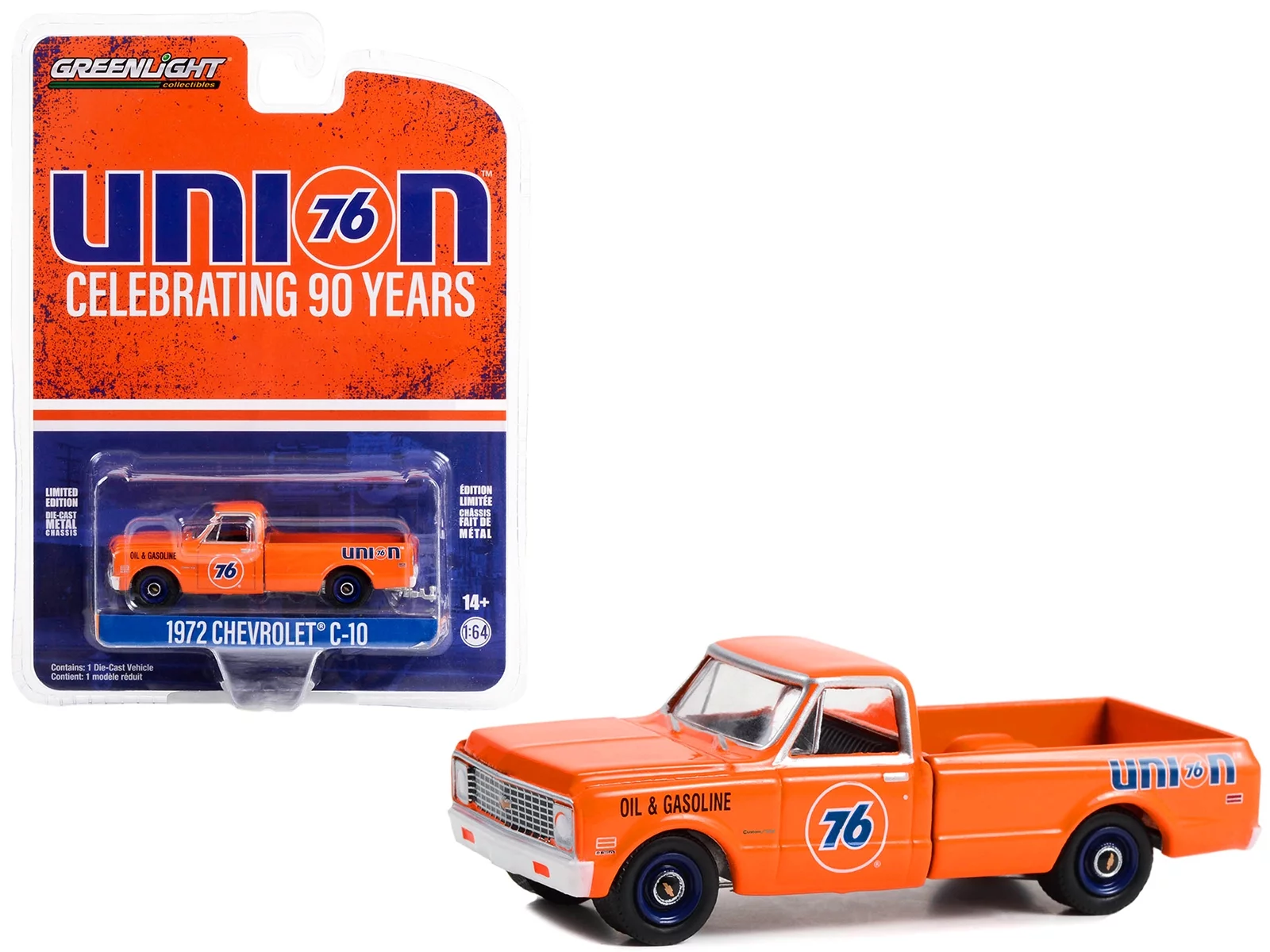 Greenlight 1:64 Anniversary Collection Series 15 - 1972 Chevrolet C-10 - Union 76 Oil & Gasoline - Union 76 Celebrating 90 Years Solid Pack 28120-C
