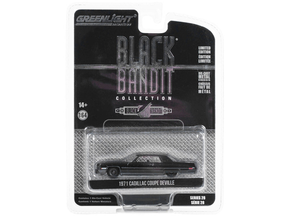 Greenlight 1/64 Black Bandit Series 28- 1971 Cadillac Coupe deVille Lowrider 28130-A - Thumbnail