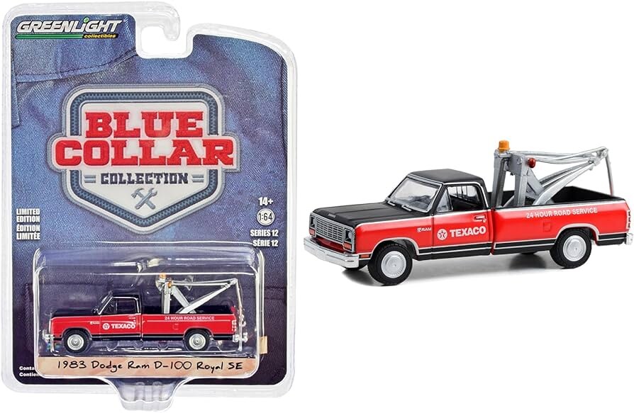 Greenlight 1/64 Blue Collar Collection Series 12- 1983 Dodge Ram D-100 Royal SE with Drop-In Tow Hook 35260-C - Thumbnail