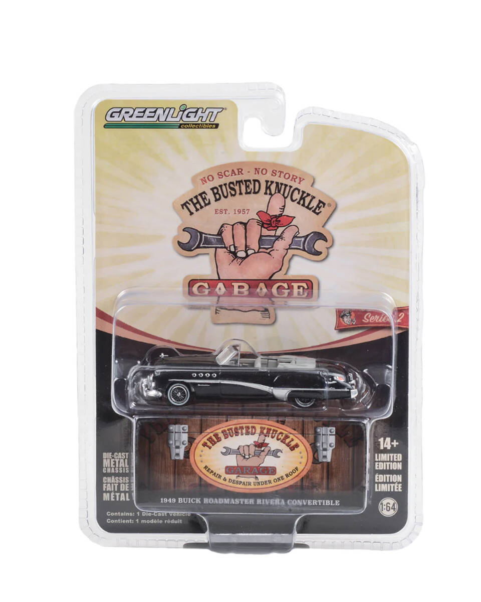 Greenlight 1/64 Busted Knuckle Garage Series 2- 1949 Buick Roadmaster Rivera Convertible “Busted Knuckle Garage Car Detailing” 39120-A