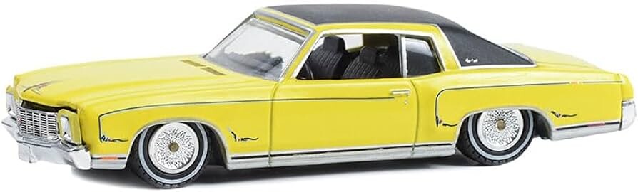 Greenlight 1/64 California Lowriders Series 3- 1971 Chevy Monte Carlo - Sunflower Yellow with Black Roof 63040-C - Thumbnail