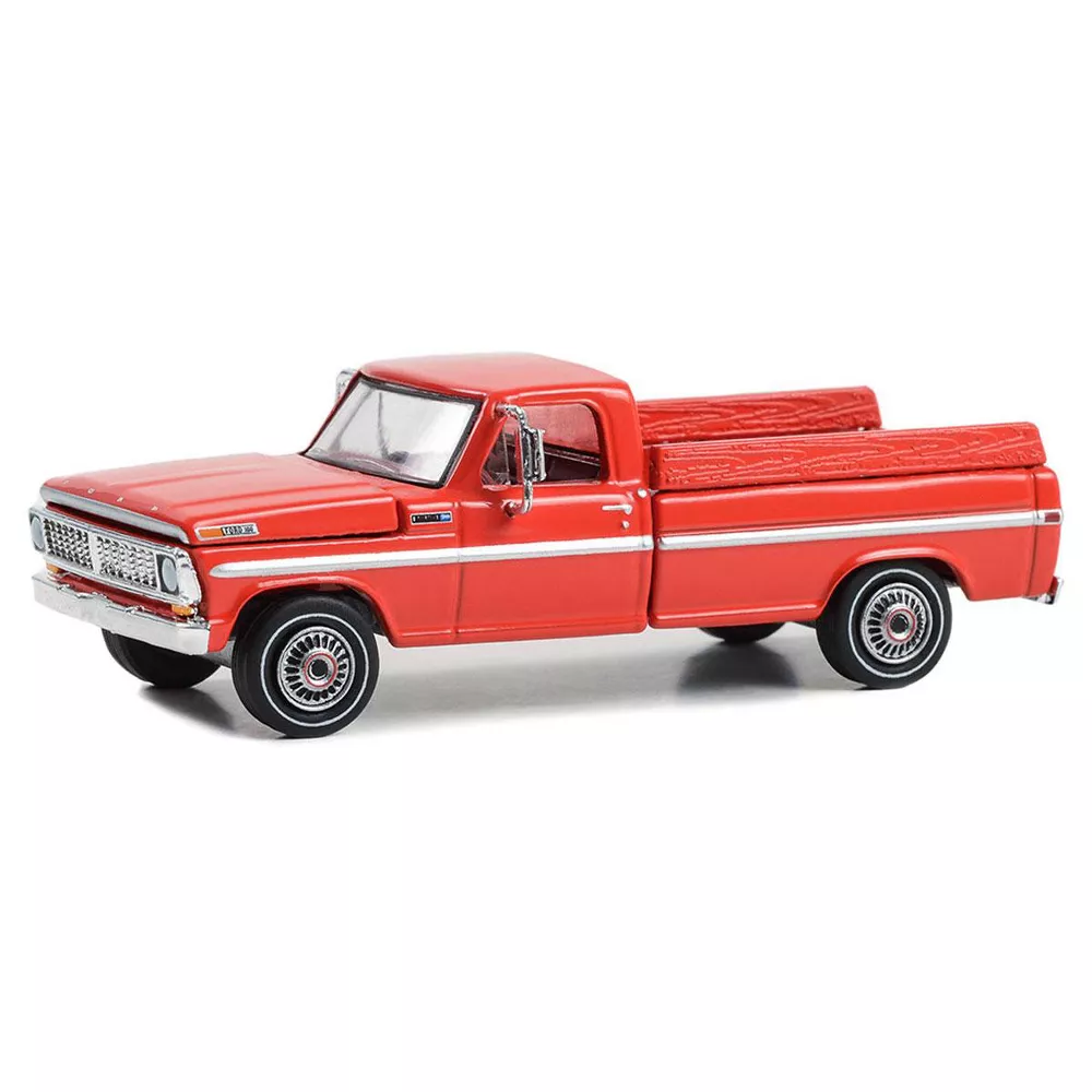 Greenlight 1/64 Down on the Farm Series 8 - 1970 Ford F-100 Farm and Ranch Special with Side Cargo Boards - Candy Apple Red 48080-B - Thumbnail