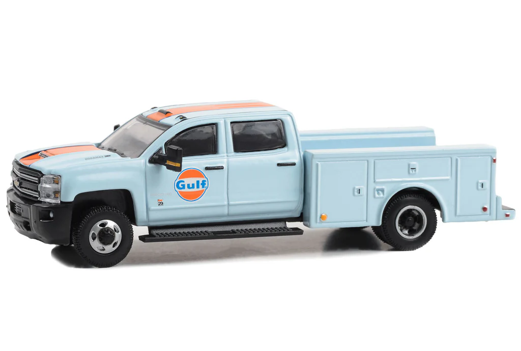 Greenlight 1/64 Dually Drivers Series 13 - 2018 Chevrolet 3500HD Dually Service Truck - Gulf Oil 46130-C - Thumbnail