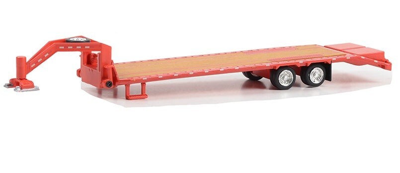 Greenlight 1/64 Gooseneck Trailer - Red with Red and White Conspicuity 30467 - Thumbnail