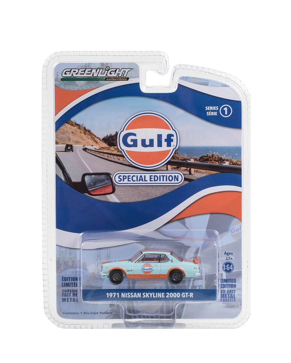 Greenlight 1/64 Gulf Oil Special Edition Series 1- 1971 Skyline GT-R 41135-C