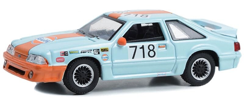 Greenlight 1/64 Gulf Oil Special Edition Series 1- 1989 Fox Body Mustang GT #718 41135-E - Thumbnail