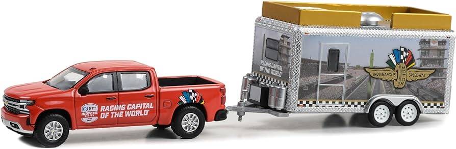 Greenlight 1/64 Hitch & Tow - 2023 Chevrolet Silverado and Indianapolis Motor Speedway Trailer 30456