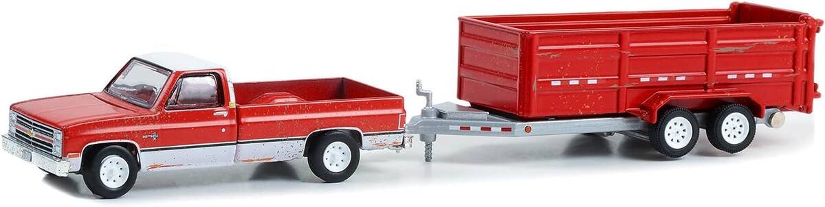 Greenlight 1/64 Hitch & Tow Series 28- 1983 Chevrolet K20 Scottsdale with Double-Axle Dump Trailer 32280-C
