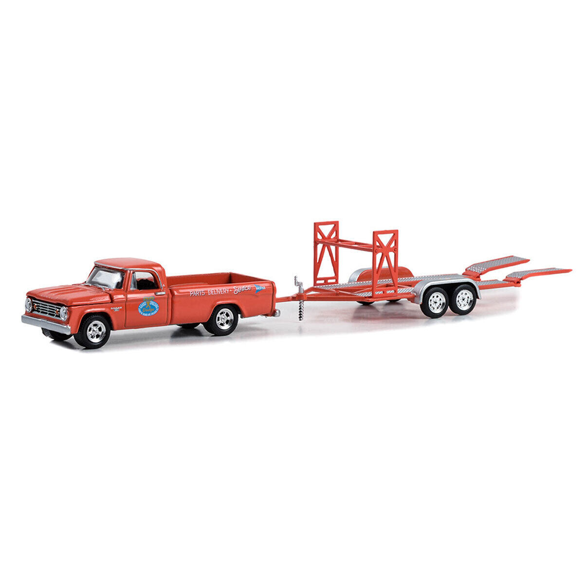 Greenlight 1/64 Hitch & Tow Series 29- 1967 Dodge D-100 - Mr. Norm's Grand Spaulding Dodge with Tandem Car Trailer 32290-A - Thumbnail