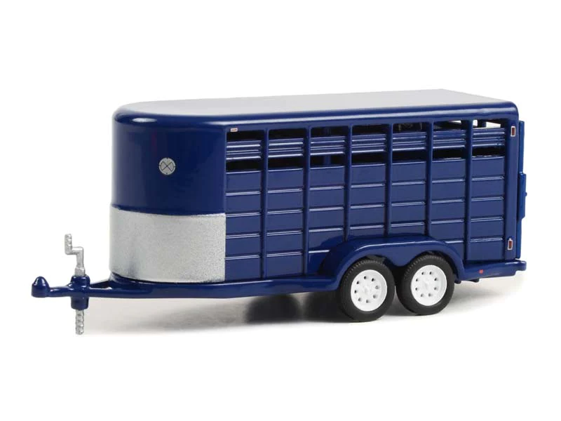 Greenlight 1:64 Hitch & Tow Trailers - 14-Foot Livestock Trailer - Dark Blue (Hobby Exclusive) 30425 - Thumbnail