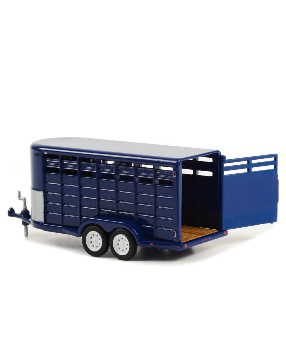 Greenlight 1:64 Hitch & Tow Trailers - 14-Foot Livestock Trailer - Dark Blue (Hobby Exclusive) 30425 - Thumbnail