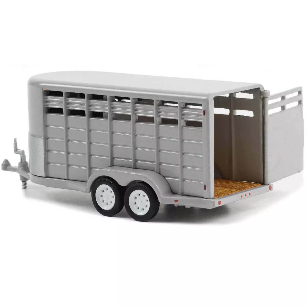 Greenlight 1:64 Hitch & Tow Trailers - 14-Foot Livestock Trailer - Gray (Hobby Exclusive) 30424