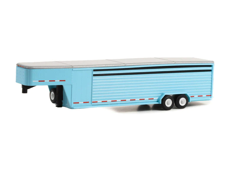 Greenlight 1:64 Hitch & Tow Trailers - 26-Foot Continuous Gooseneck Livestock Trailer - Light Blue (Hobby Exclusive) 30422 - Thumbnail