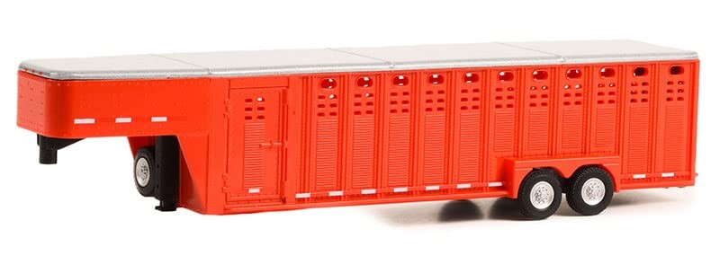 Greenlight 1:64 Hitch & Tow Trailers - 26-Foot Vertical Three Hole Gooseneck Livestock Trailer - Red (Hobby Exclusive) 30421 - Thumbnail