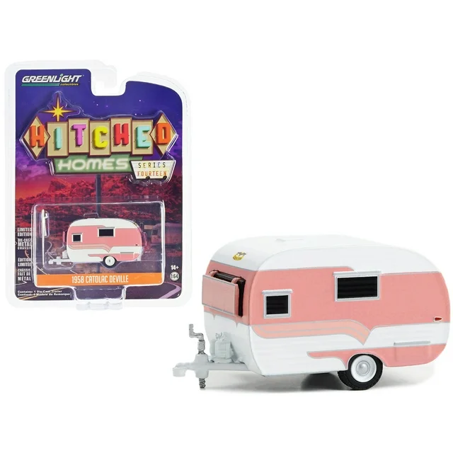 Greenlight 1/64 Hitched Homes Series 14- 1958 Catolac DeVille - Pink and White 34140-A