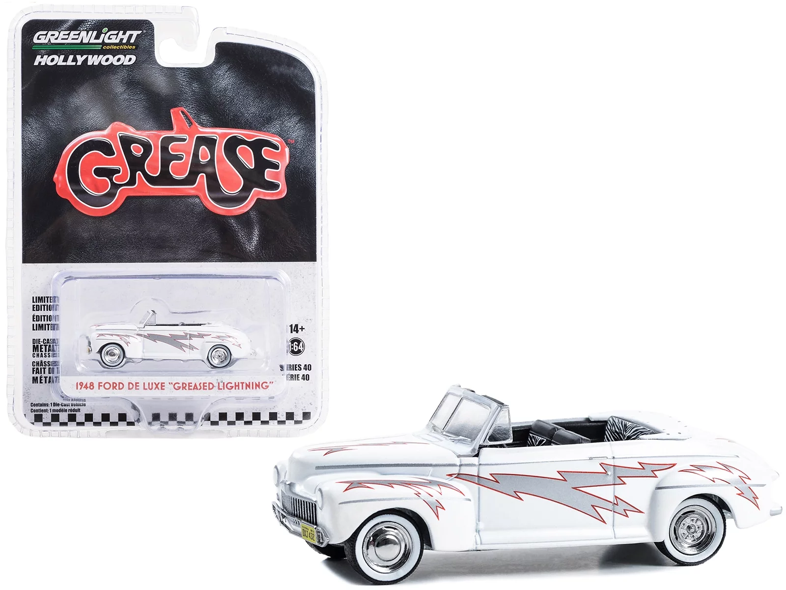 Greenlight 1/64 Hollywood Series 40- Grease (1978) - 1948 Ford De Luxe Convertible Greased Lightnin' 62010-A